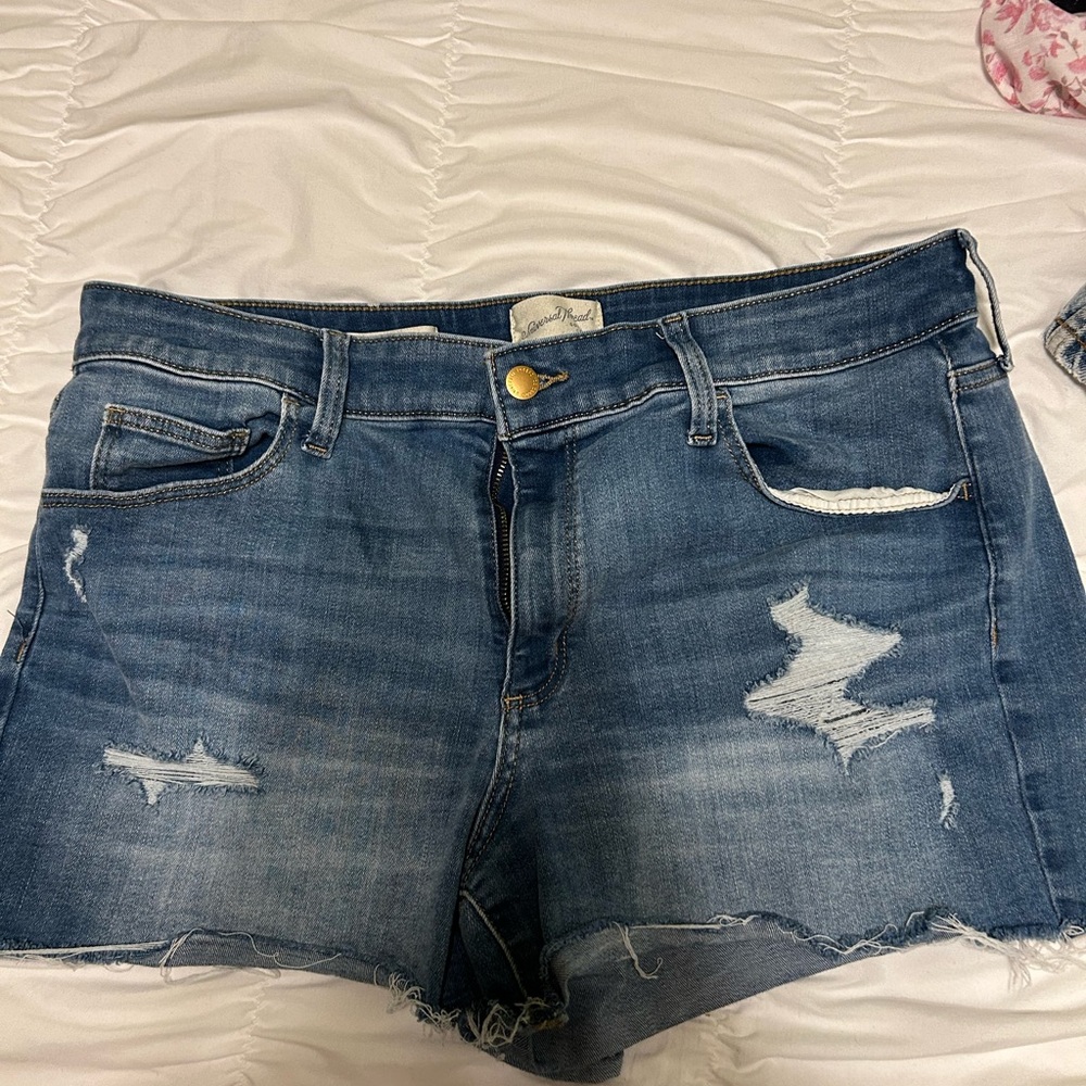 Classic Blue Distressed Jean Shorts